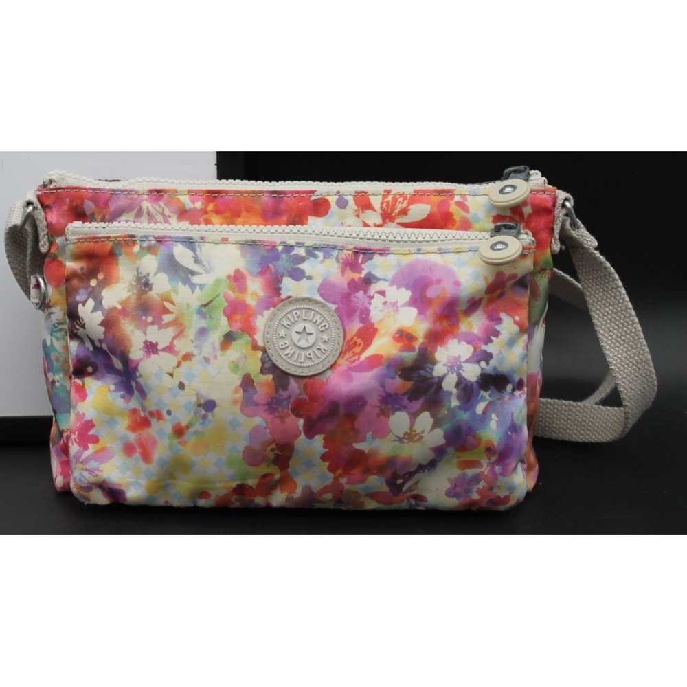 Kipling Floral Crossbody Bag Multicolor Watercolor Print Shoulder Purse